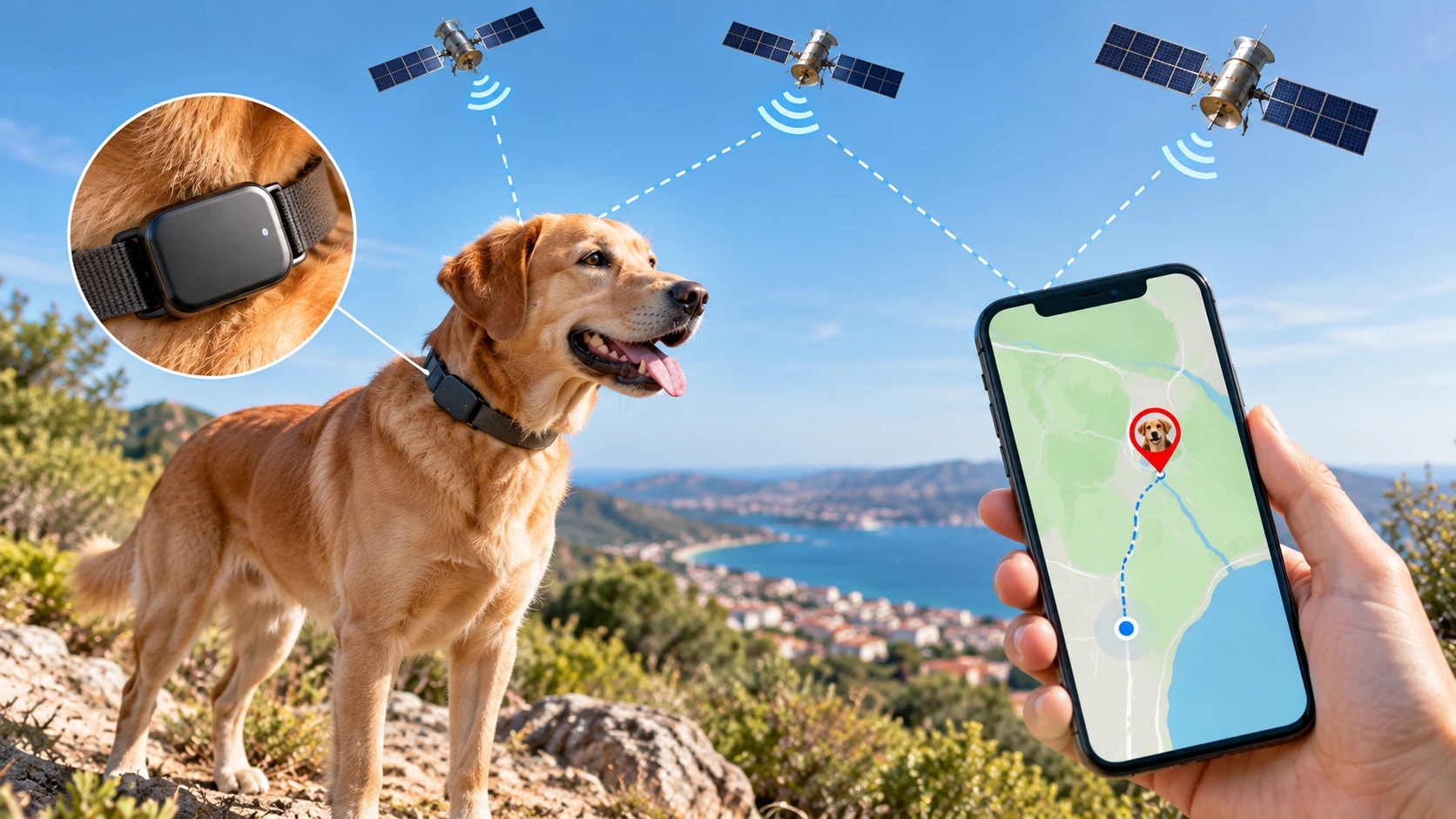 gps satelite smartphone para vigilar perro cómo funciona un GPS para perros