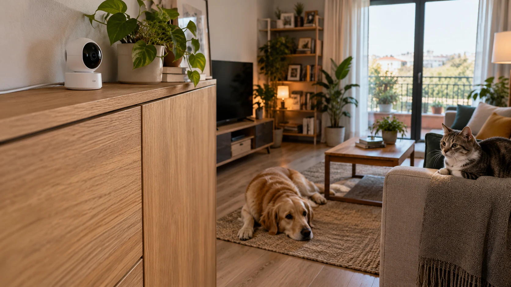 camara wifi mascotas salon dónde colocar cámara para mascotas en casa